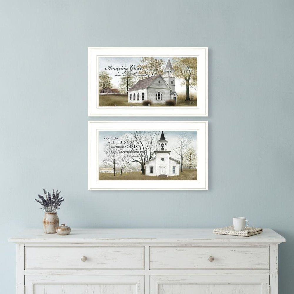 Set Of Two Amazing Grace 2 White Framed Print Wall Art HomeRoots