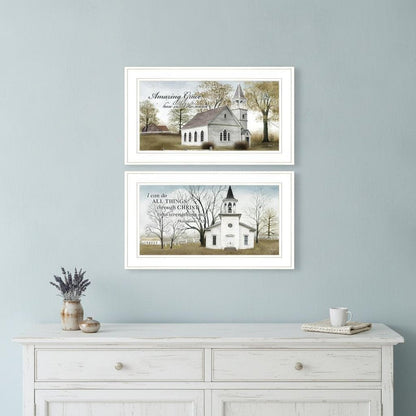 Set Of Two Amazing Grace 2 White Framed Print Wall Art HomeRoots