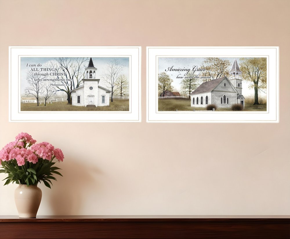 Set Of Two Amazing Grace 2 White Framed Print Wall Art HomeRoots