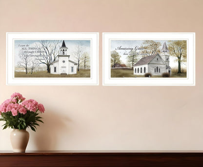 Set Of Two Amazing Grace 2 White Framed Print Wall Art HomeRoots