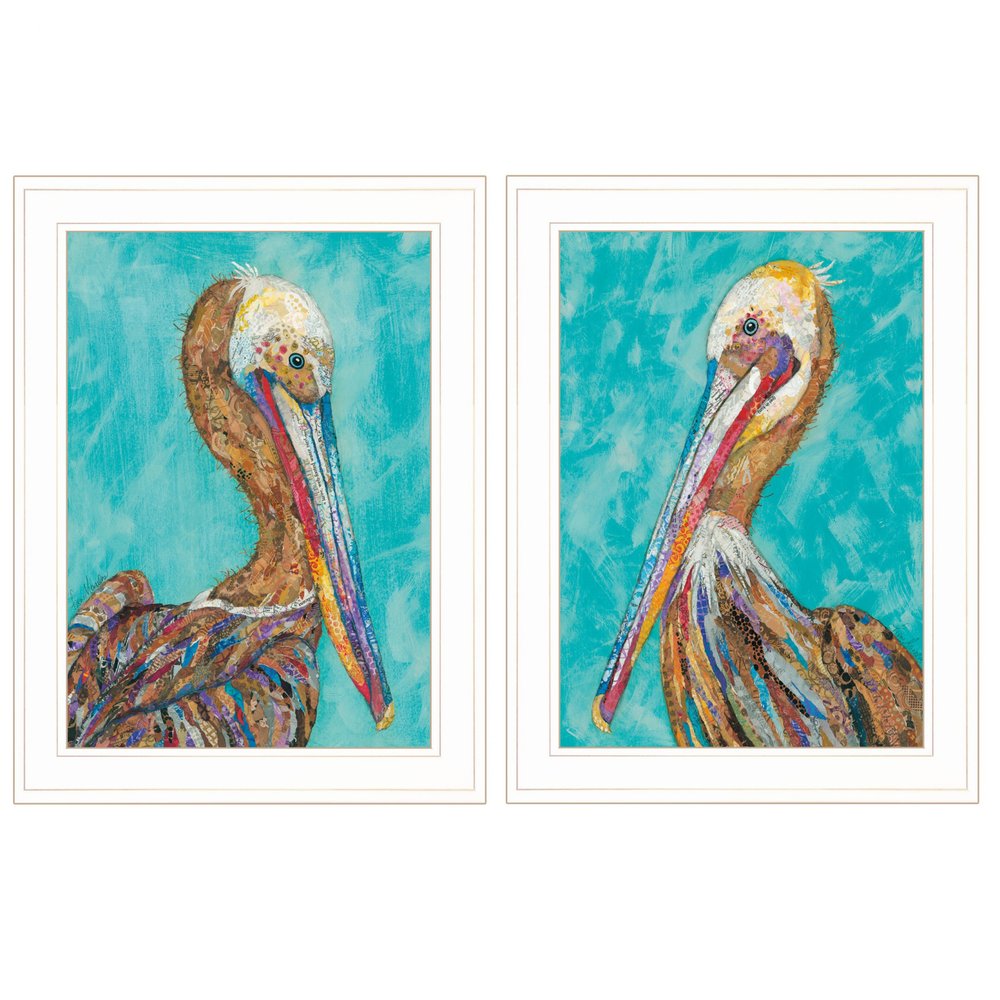 Set Of Two Pelicans 1 White Framed Print Wall Art HomeRoots