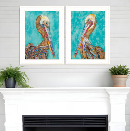 Set Of Two Pelicans 1 White Framed Print Wall Art HomeRoots