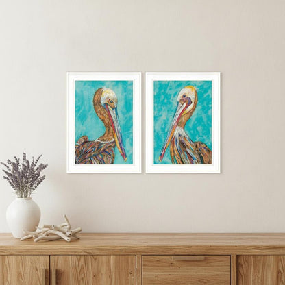 Set Of Two Pelicans 1 White Framed Print Wall Art HomeRoots