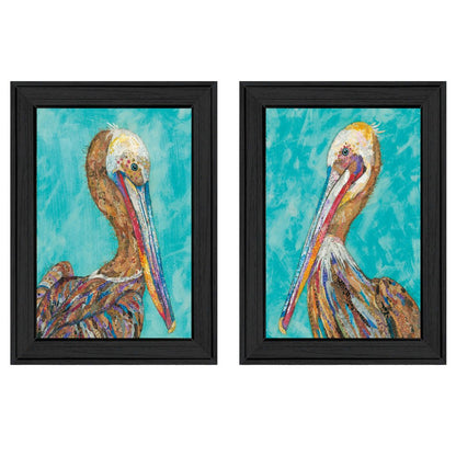 Set Of Two Pelicans 2 Black Framed Print Wall Art HomeRoots