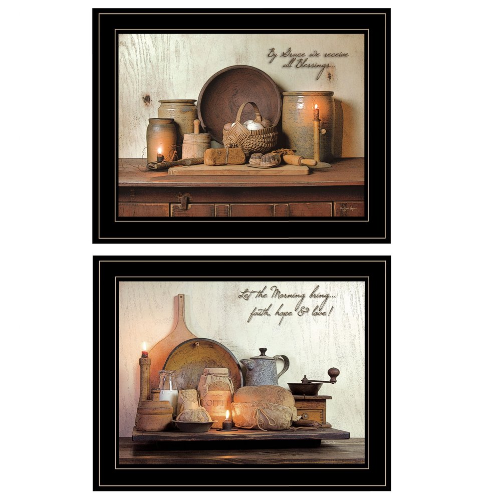 Set Of Two By Grace 3 Black Framed Print Kitchen Wall Art HomeRoots