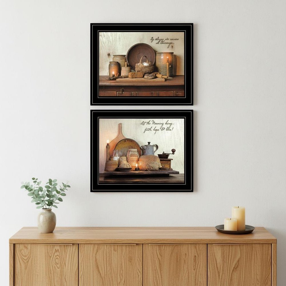 Set Of Two By Grace 3 Black Framed Print Kitchen Wall Art HomeRoots