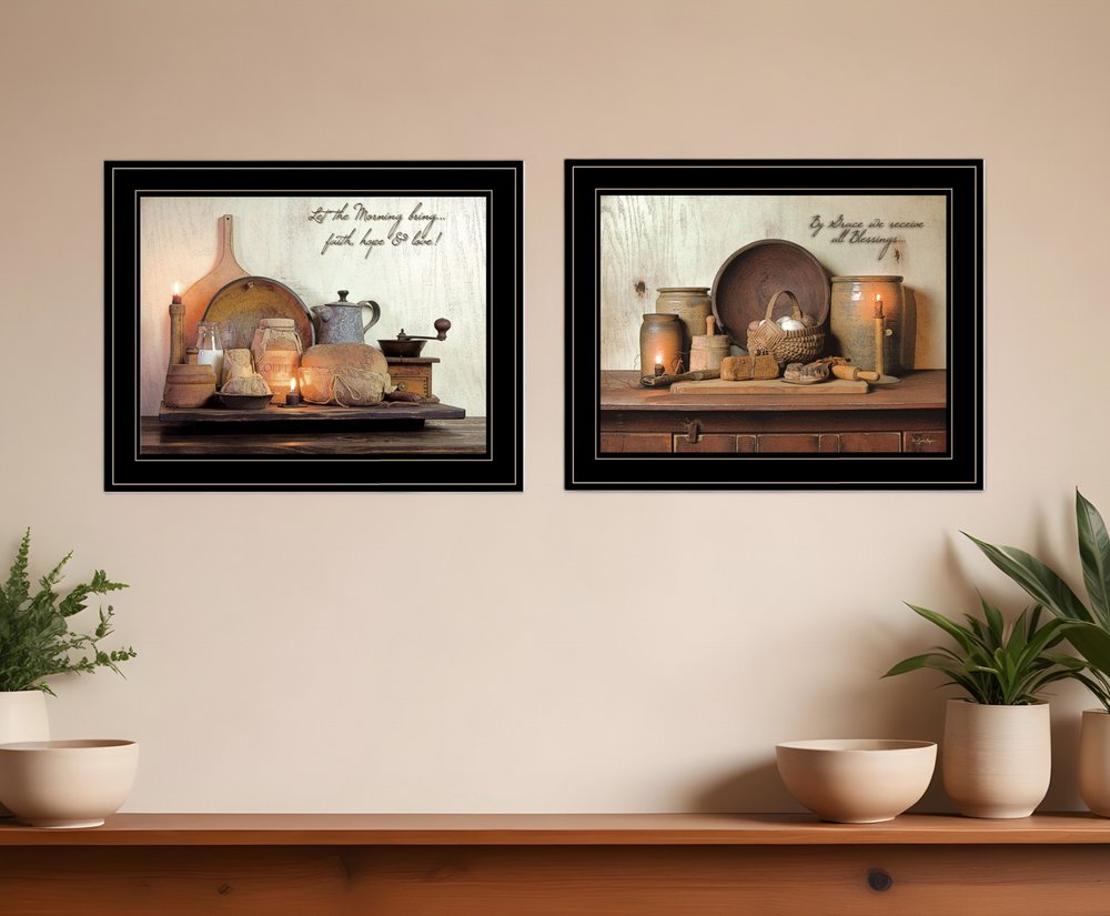 Set Of Two By Grace 3 Black Framed Print Kitchen Wall Art HomeRoots