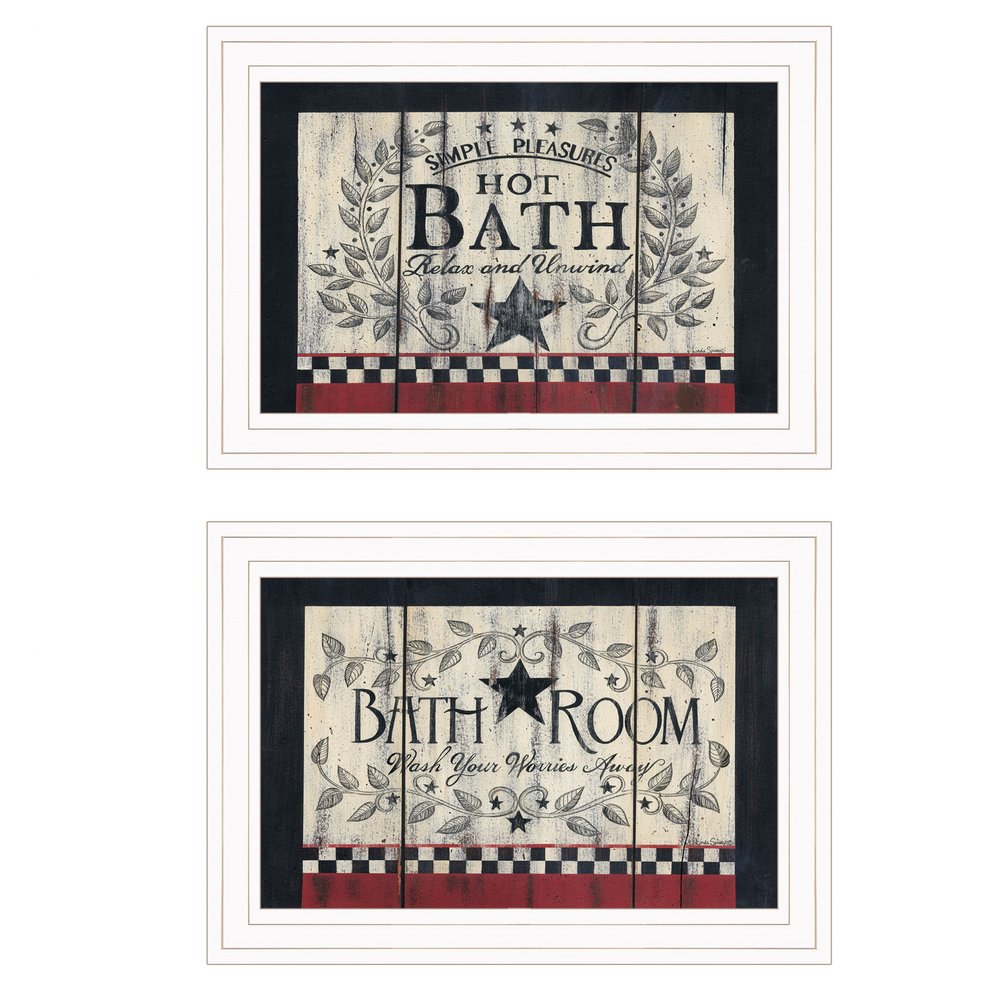 Set Of Two Hot Bath 4 White Framed Print Bathroom Wall Art HomeRoots