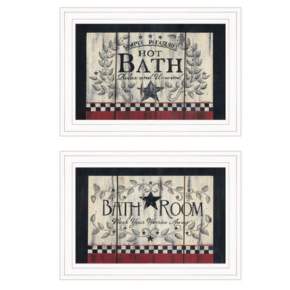 Set Of Two Hot Bath 4 White Framed Print Bathroom Wall Art HomeRoots