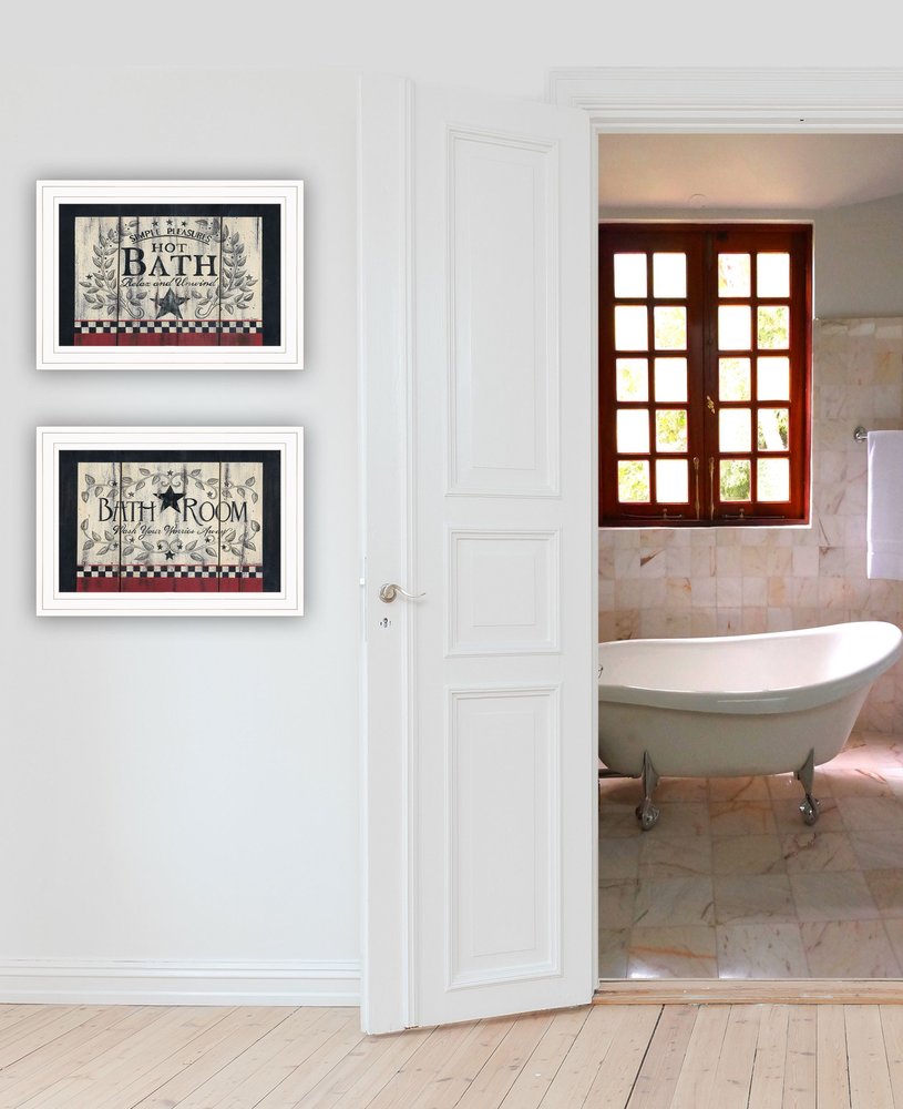 Set Of Two Hot Bath 4 White Framed Print Bathroom Wall Art HomeRoots