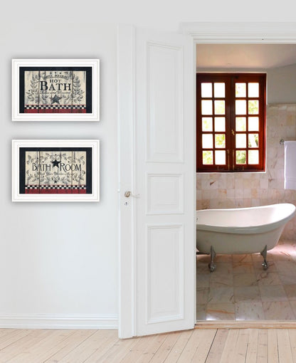 Set Of Two Hot Bath 4 White Framed Print Bathroom Wall Art HomeRoots
