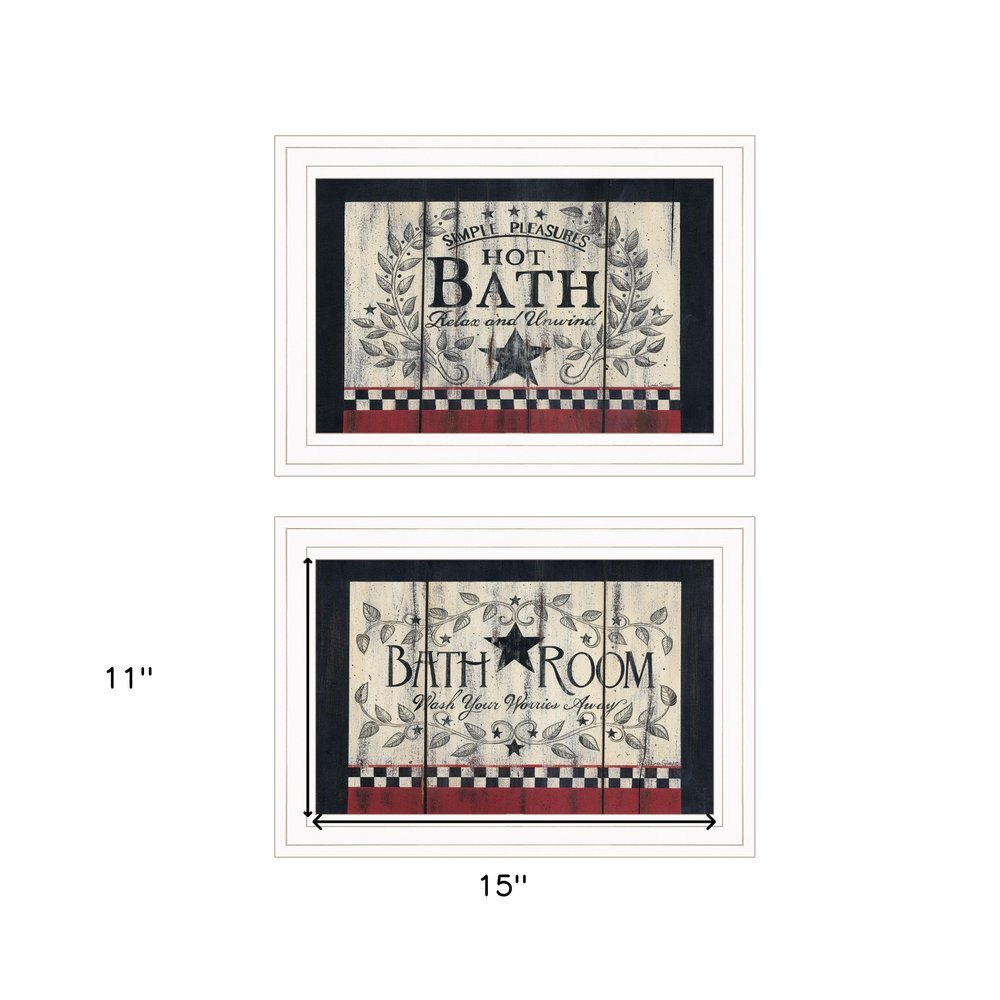 Set Of Two Hot Bath 4 White Framed Print Bathroom Wall Art HomeRoots