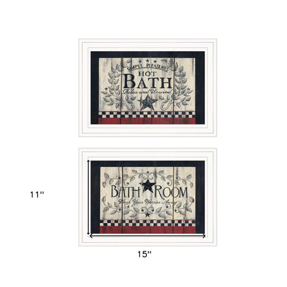 Set Of Two Hot Bath 4 White Framed Print Bathroom Wall Art HomeRoots