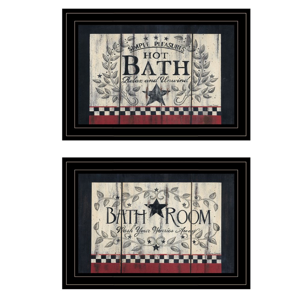 Set Of Two Hot Bath Black Framed Print Bathroom Wall Art HomeRoots