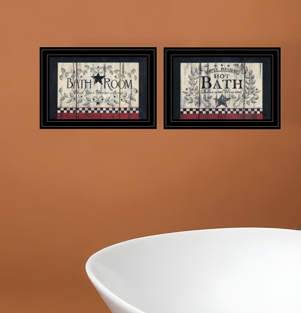 Set Of Two Hot Bath Black Framed Print Bathroom Wall Art HomeRoots