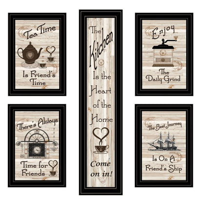 Set Of Five Kitchen Friendship Black Framed Print Kitchen Wall Art HomeRoots