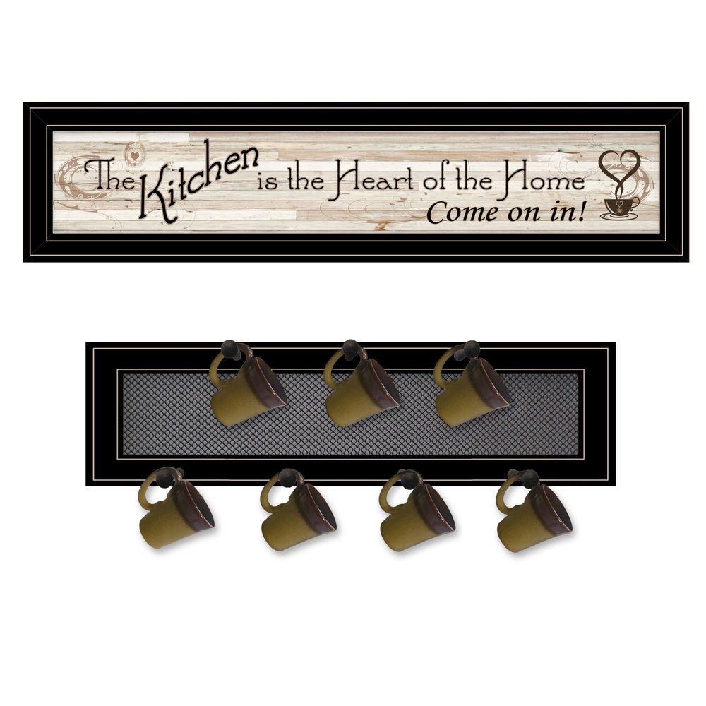 Set Of Two Kitchen Print and Mug Rack Kitchen Wall Art HomeRoots