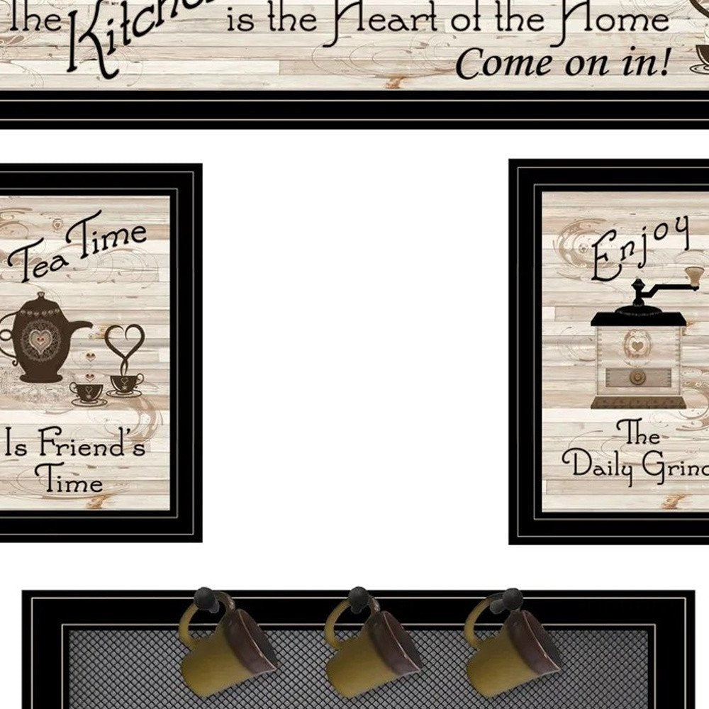 Set Of Four Kitchen Collection with Seven Peg Mug Kitchen Wall Art HomeRoots