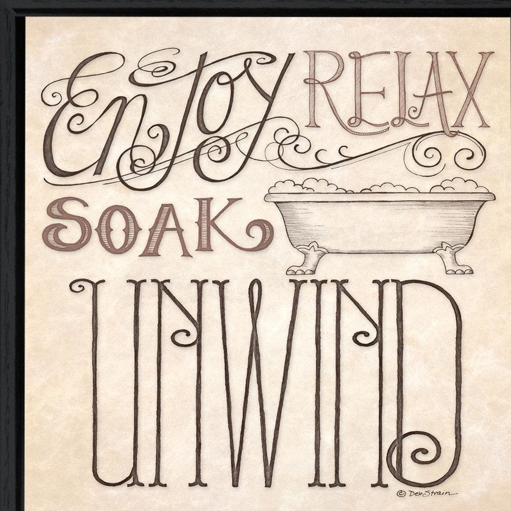 Set Of Two Soak and Unwind 1 Black Framed Print Bathroom Wall Art HomeRoots