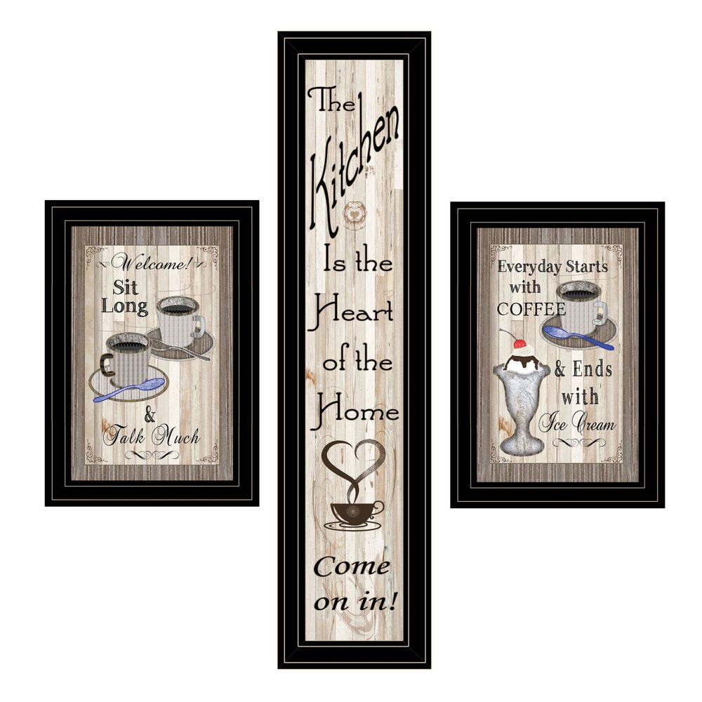 Set Of Three Come On In Black Framed Print Kitchen Wall Art HomeRoots