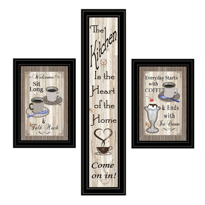 Set Of Three Come On In Black Framed Print Kitchen Wall Art HomeRoots