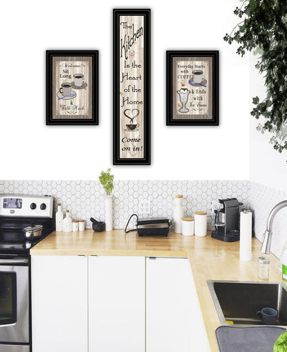 Set Of Three Come On In Black Framed Print Kitchen Wall Art HomeRoots