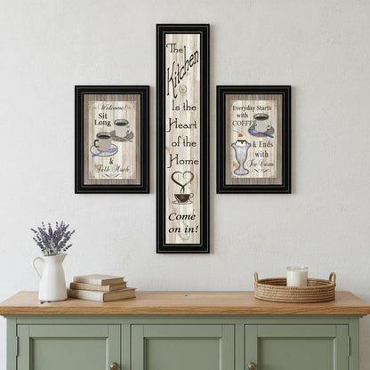Set Of Three Come On In Black Framed Print Kitchen Wall Art HomeRoots