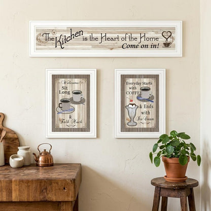 Set Of Three Kitchen Come In White Framed Print Kitchen Wall Art HomeRoots