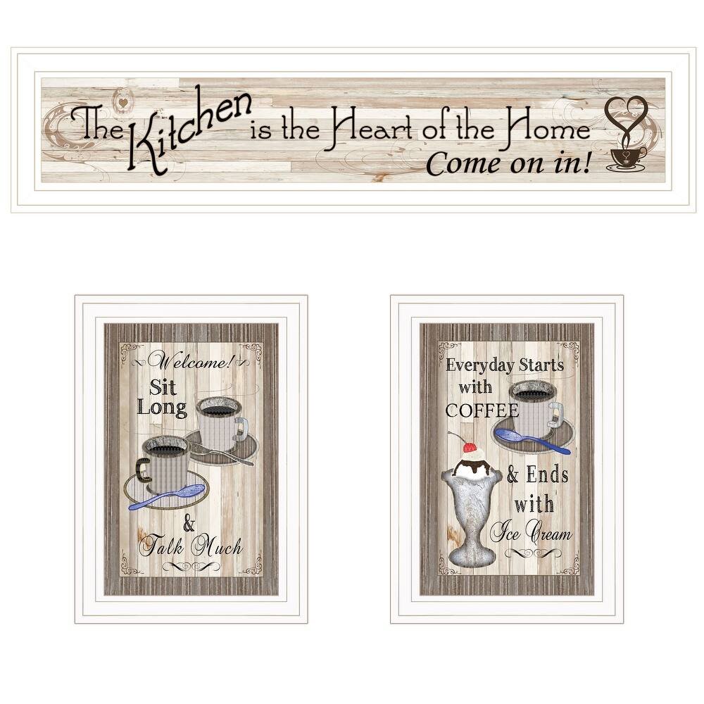 Set Of Three Kitchen Come In White Framed Print Kitchen Wall Art HomeRoots