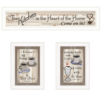 Set Of Three Kitchen Come In White Framed Print Kitchen Wall Art HomeRoots