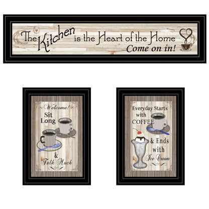 Set Of Three Kitchen Come In Black Framed Print Kitchen Wall Art HomeRoots