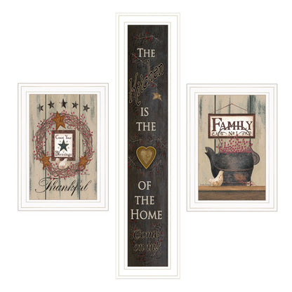 Set Of Three The Primitive Kitchen White Framed Print Kitchen Wall Art HomeRoots