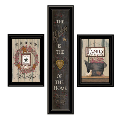 Set Of Three The Primitive Kitchen Black Framed Print Kitchen Wall Art HomeRoots