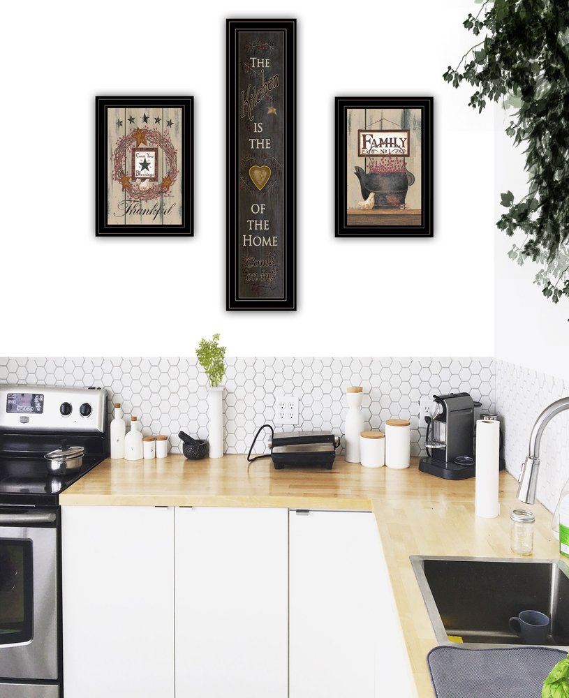 Set Of Three The Primitive Kitchen Black Framed Print Kitchen Wall Art HomeRoots