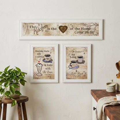 Set Of Three Love of Nature Kitchen White Framed Print Kitchen Wall Art HomeRoots