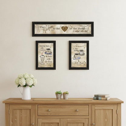 Set Of Three Love of Nature Kitchen Black Framed Print Kitchen Wall Art HomeRoots