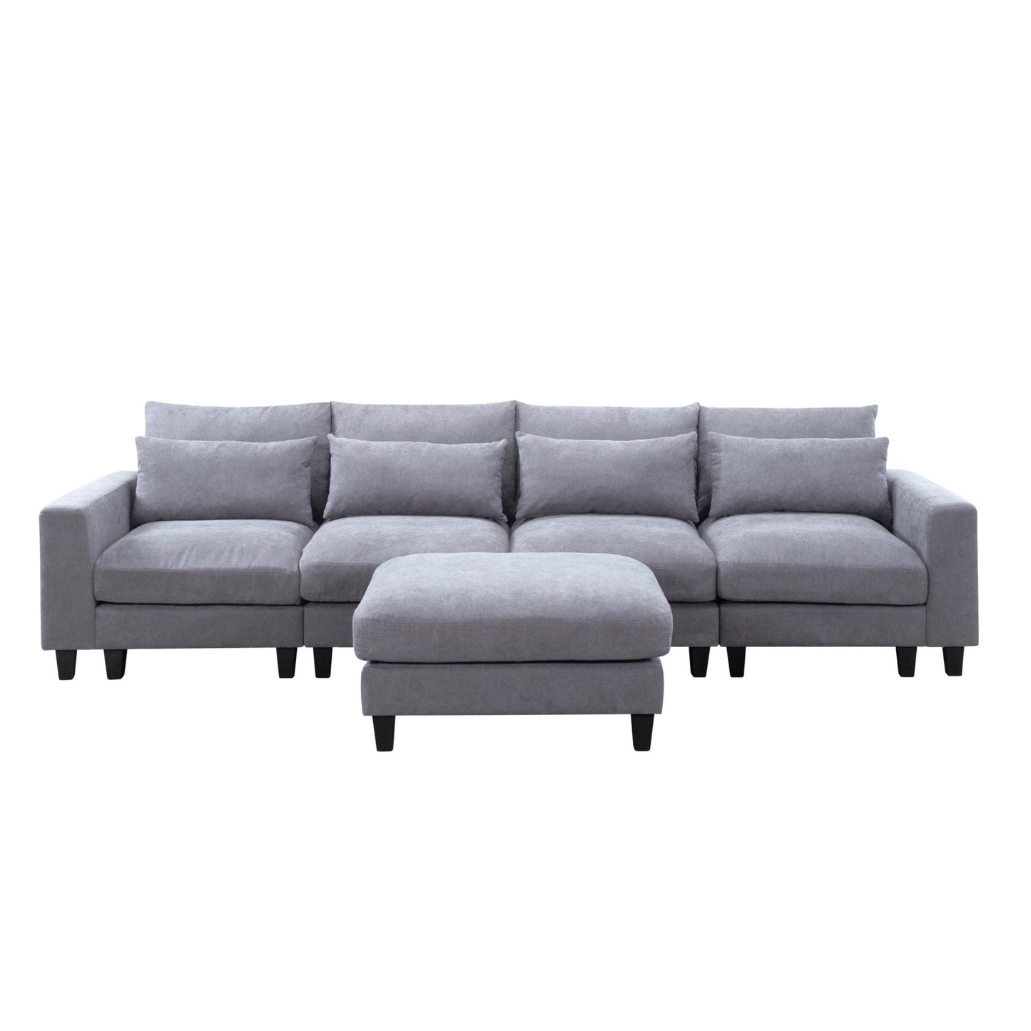 124.4” Modular L-Shaped Sectional Sofa with Ottoman