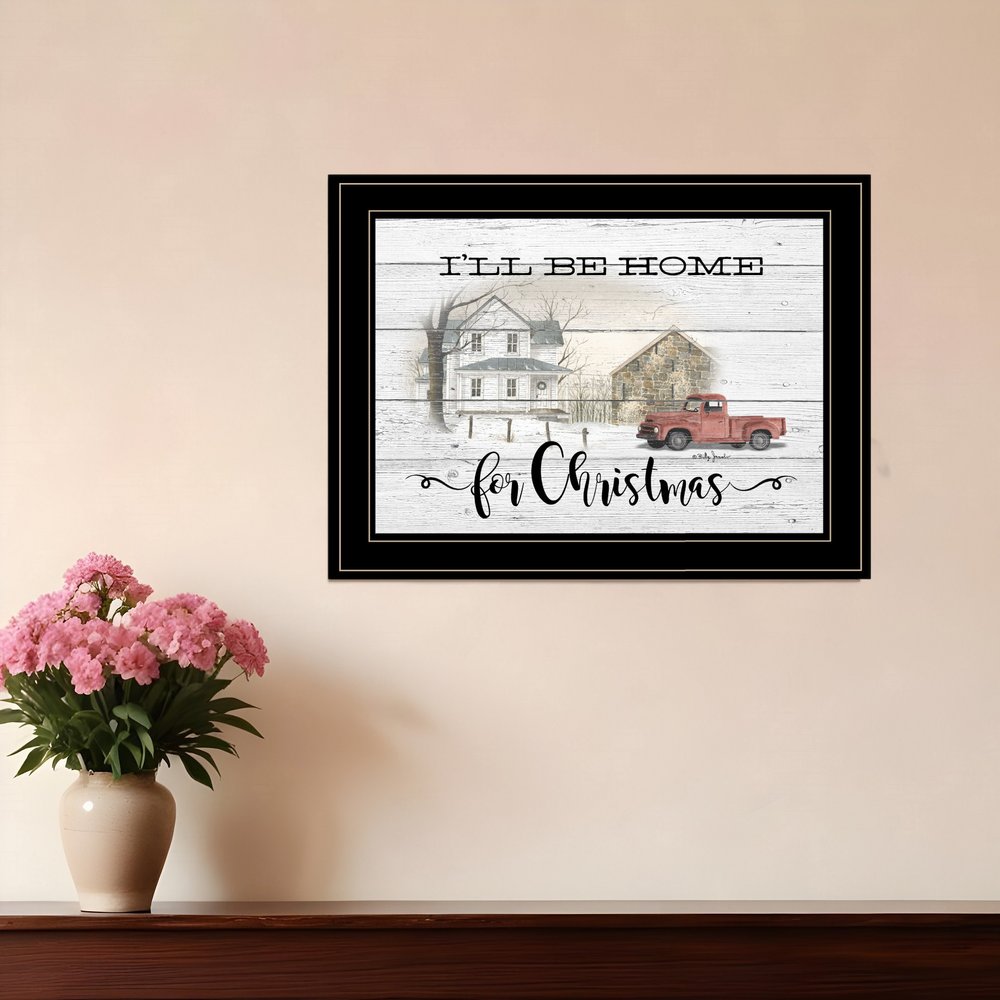 Home for Christmas Black Framed Print Wall Art HomeRoots