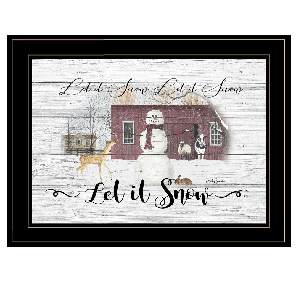 Let It Snow 3 Black Framed Print Wall Art HomeRoots