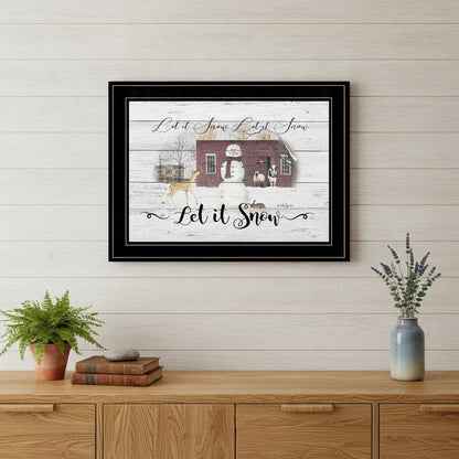 Let It Snow 3 Black Framed Print Wall Art HomeRoots