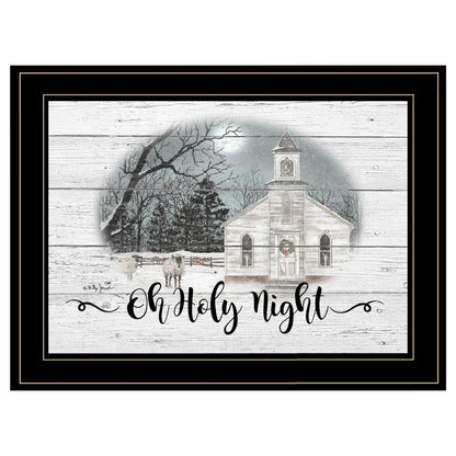 OH HOLY Night 3 Black Framed Print Wall Art HomeRoots
