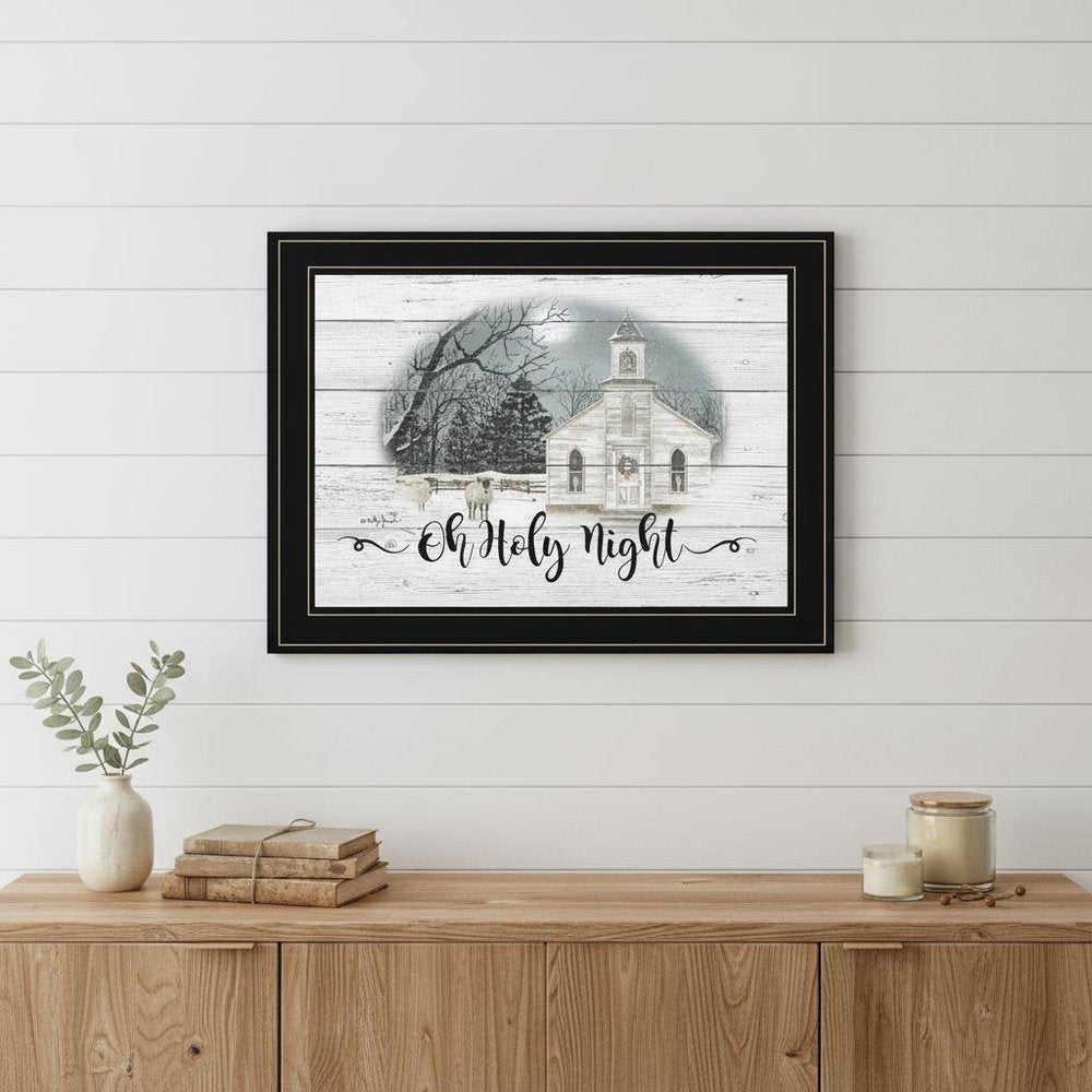 OH HOLY Night 3 Black Framed Print Wall Art HomeRoots