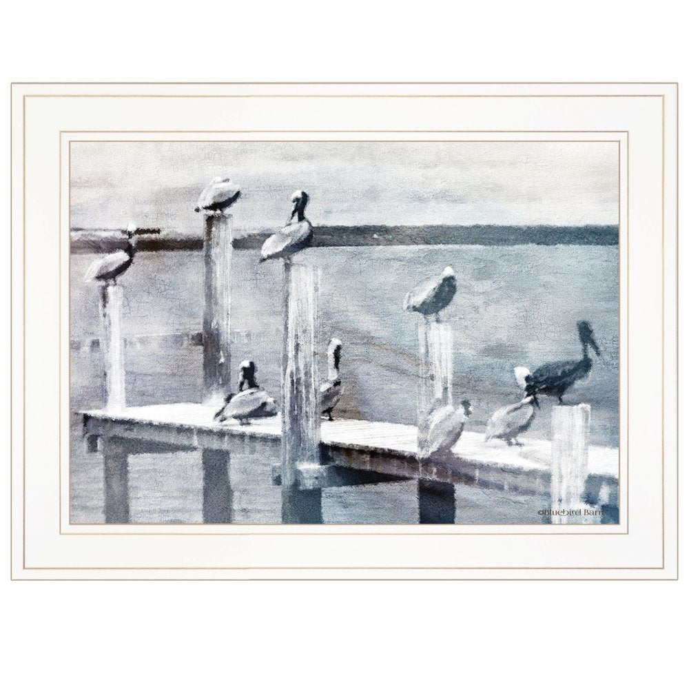 Birds on a Pier 2 White Framed Print Kitchen Wall Art HomeRoots