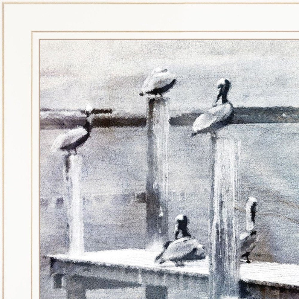 Birds on a Pier 2 White Framed Print Kitchen Wall Art HomeRoots
