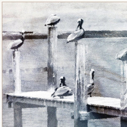 Birds on a Pier 2 White Framed Print Kitchen Wall Art HomeRoots