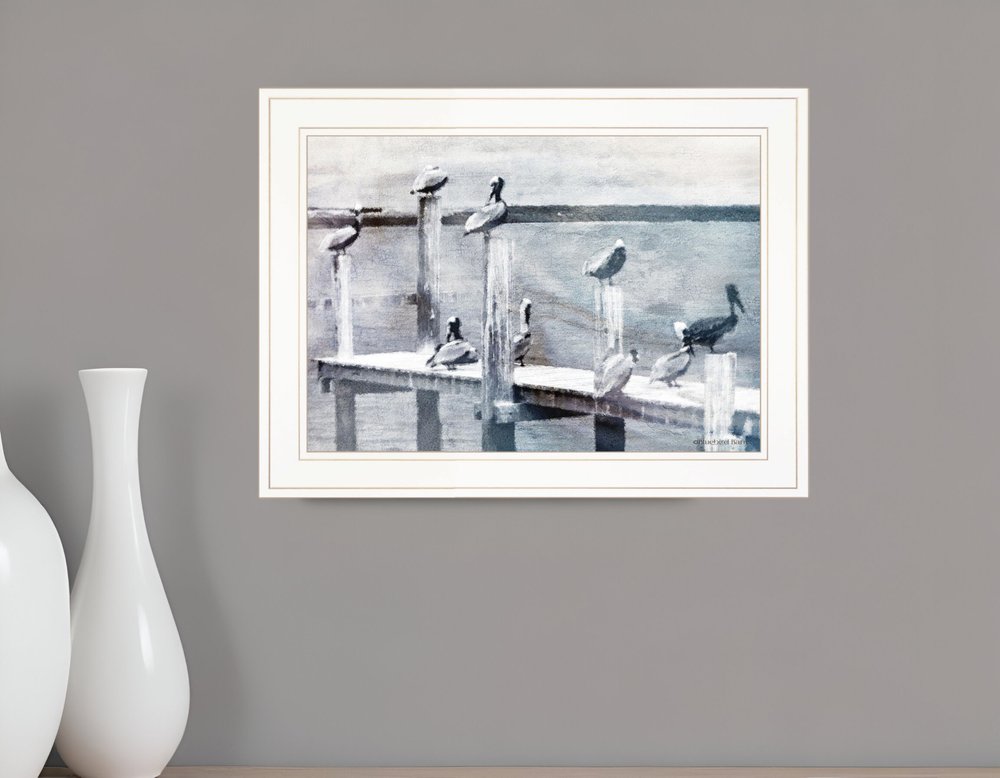Birds on a Pier 2 White Framed Print Kitchen Wall Art HomeRoots