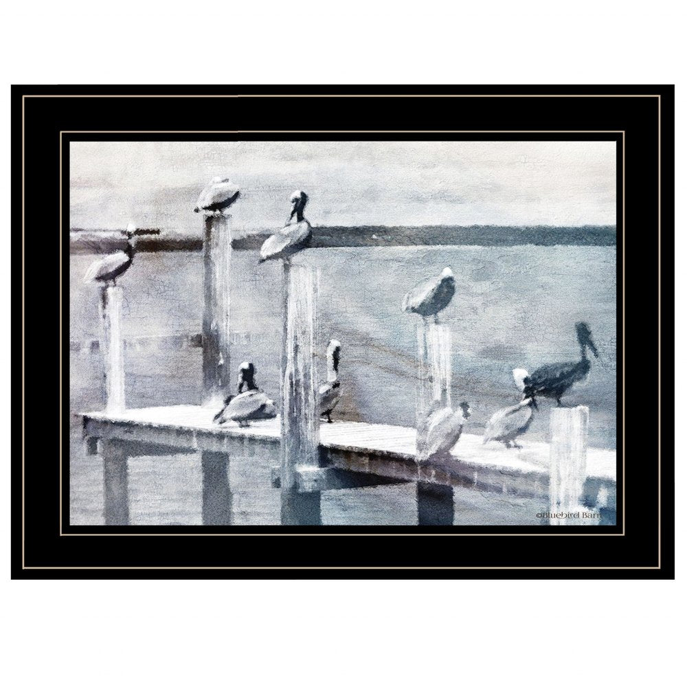 Birds on a Pier 3 Black Framed Print Kitchen Wall Art HomeRoots