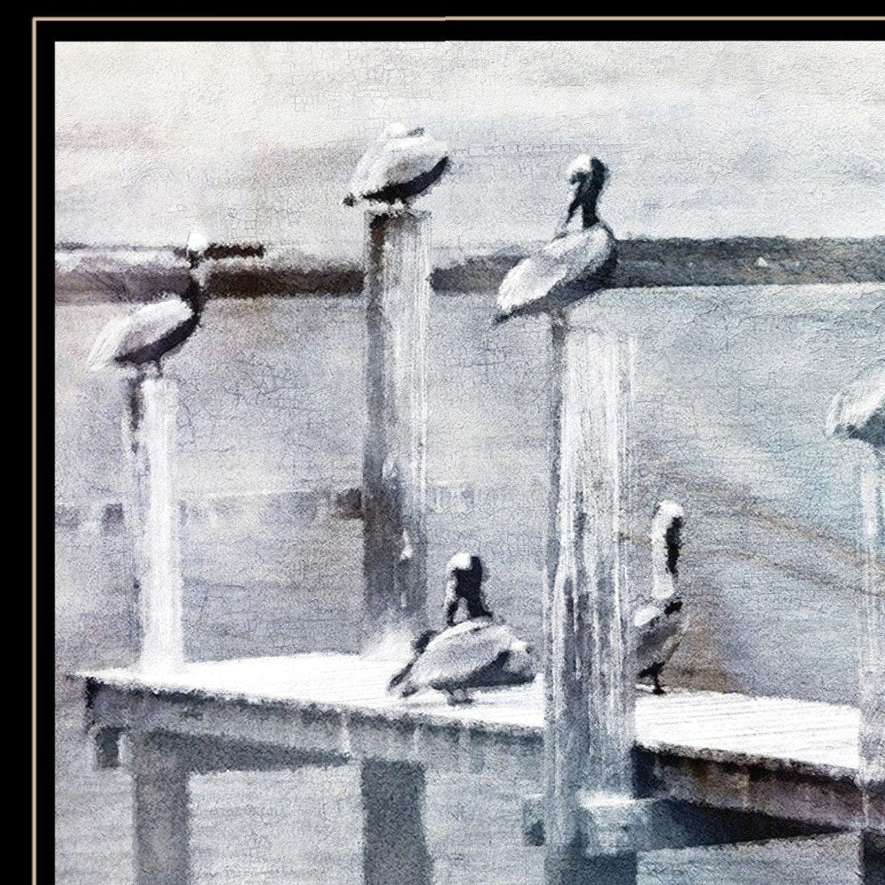 Birds on a Pier 3 Black Framed Print Kitchen Wall Art HomeRoots