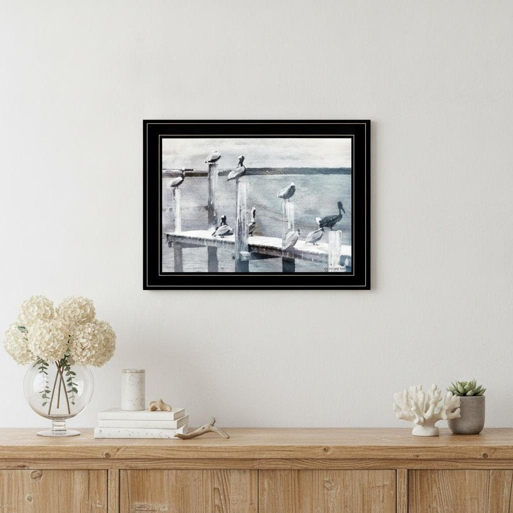 Birds on a Pier 3 Black Framed Print Kitchen Wall Art HomeRoots