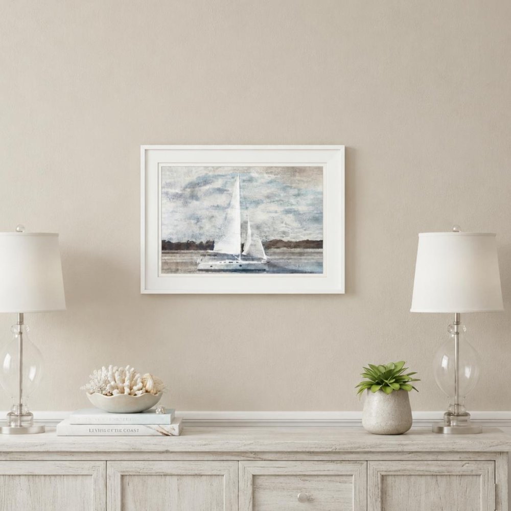 Sailboat on Water White Framed Print Wall Art HomeRoots